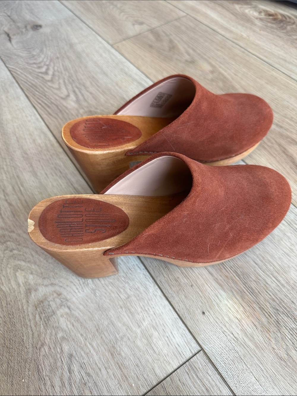 Charlotte Stone Rust Suede Women's Clog Mules